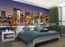Bedroom wallpaper city photo