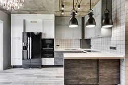 Loft beton mətbəxinin fotoşəkili