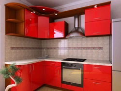Кухня углом фото красная