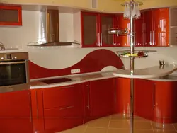 Кухня углом фото красная