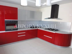 Кухня углом фото красная