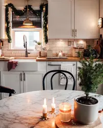 Photo of the kitchen in the evening