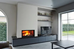 Linear Fireplace In The Living Room Interior