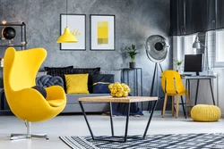 Yellow armchair in the bedroom interior
