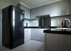 Kitchen design with wide refrigerator