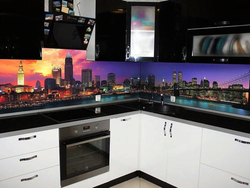 Kitchen design with night city
