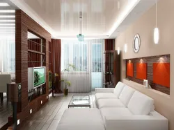 Narrow living room with balcony design