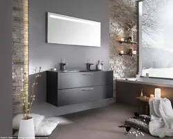 Bathroom design graphite and wood