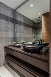 Bathroom design graphite and wood