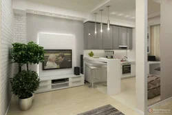 Design of one-room apartment with separate kitchen