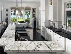 Kitchen black and white design marble