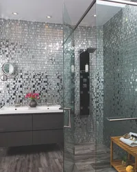 Bathroom design with mosaic gray