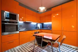 Kitchens with red floor design