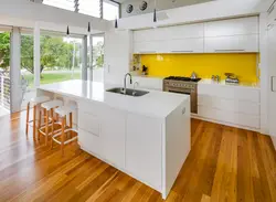 Kitchens with red floor design