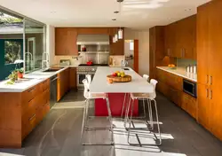 Kitchens with red floor design
