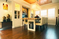 Kitchens with red floor design