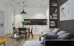 Дызайн Еўрадвушкі 45 М2 Кухня Гасцёўня