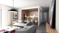 Design of a 38 sq.m euro-room apartment with a loggia