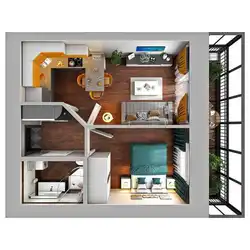 Design of a 38 sq.m euro-room apartment with a loggia