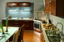 Kitchen design with stove on edge