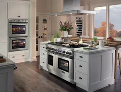 Kitchen design with stove on edge