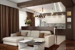 Living room kitchen design with corner sofa