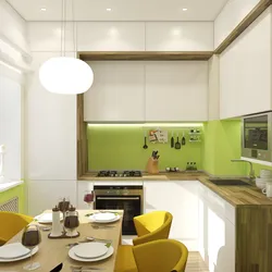 Small kitchen design with high ceiling