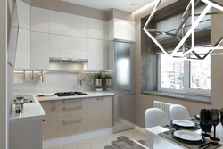 Small kitchen design with high ceiling