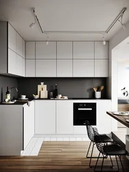Small kitchen design with high ceiling