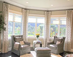 Living room design with lots of windows