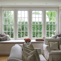 Living room design with lots of windows