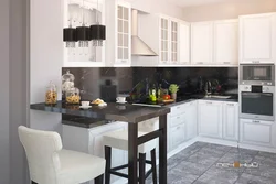 Gray kitchen design with breakfast bar