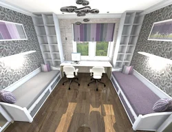 Rectangular bedroom design for 2 children