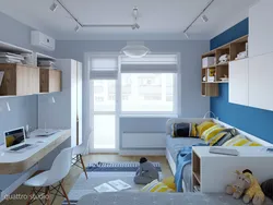 Rectangular bedroom design for 2 children