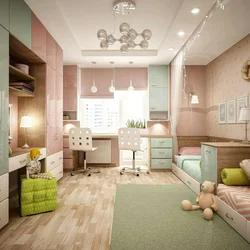 Rectangular Bedroom Design For 2 Children
