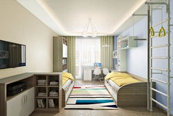Rectangular bedroom design for 2 children