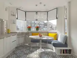 Kitchen design 12 meters with bay window
