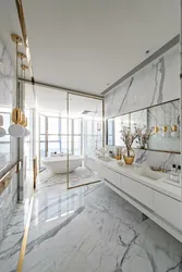 Bathroom design white marble with gold