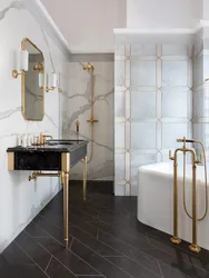 Bathroom design white marble with gold