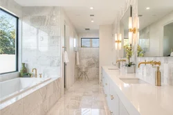 Bathroom design white marble with gold