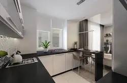 Kitchen design by the window in the studio