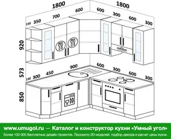 Mətbəx 1800 ilə 1800 künc dizaynı