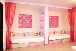 Girls Bedroom Design With Two Beds