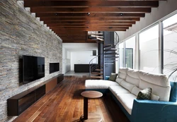 Living Room Design Under Wood In A Modern Style