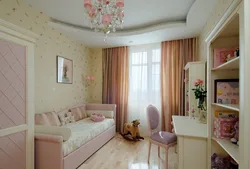 Bedroom design 12 sq m for a girl