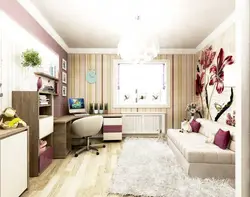 Bedroom design 12 sq m for a girl