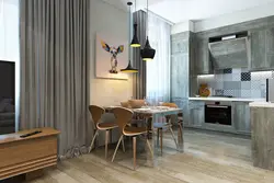 Design of a kitchen living room in a 3-room apartment
