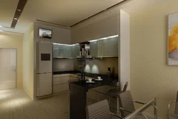 Design of a one-room apartment with a kitchen in a niche