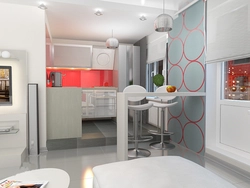 Design Of A One-Room Apartment With A Kitchen In A Niche