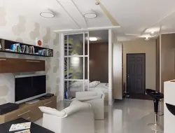 Design of a one-room apartment with a kitchen in a niche